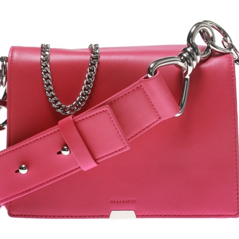 All Saints Fuchsia Leather Crossbody Bag NWT